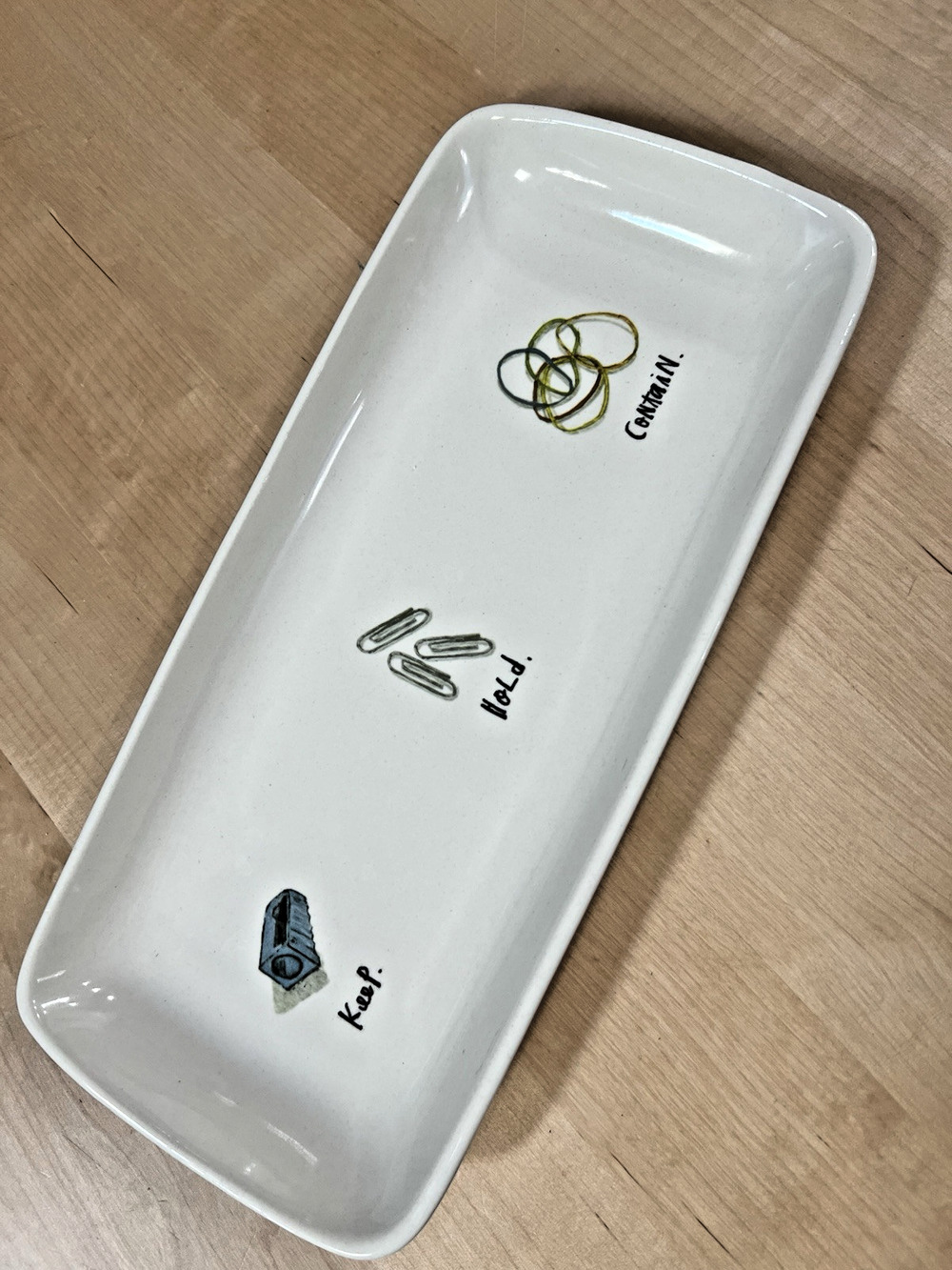 Rae Dunn Decorative Tray - Keep Hold Contain - Home Office Desk Decor